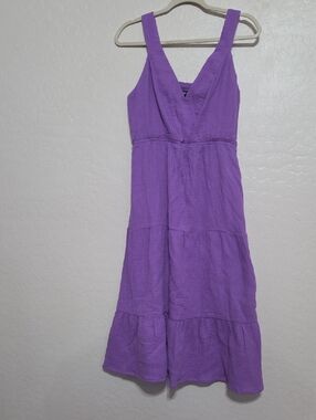 Steve Madden Purple Tiered V-Neck Maxi Dress